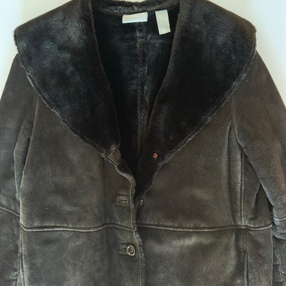 Liz Claiborne Collection Real Suede Coat w/ Faux Shearling Lining – Size 14 – He - Picture 5 of 14
